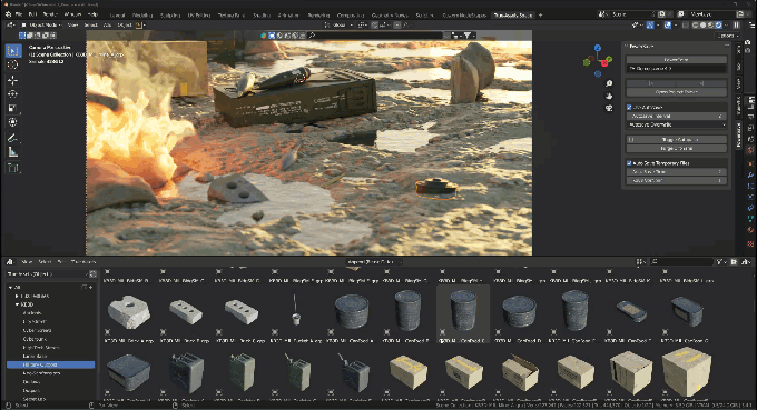 GIF showing KitBash import functions