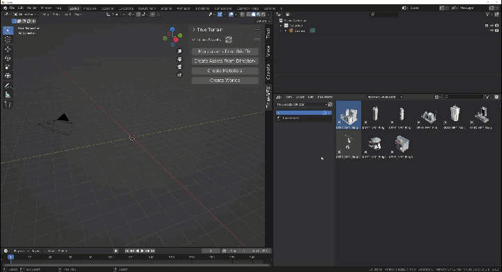 GIF showing KitBash import functions